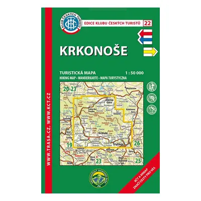 Trasa - KČT Laminovaná turistická mapa - Krkonoše 11. vydání, 2018