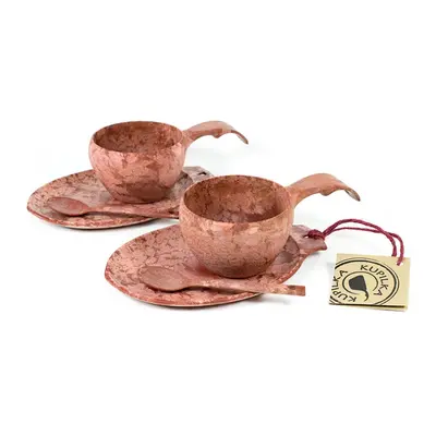 Kupilka Slow Down set - 2x KUKSA - 210 ml + 2x talíř + 2x čajová lžička - Cranberry (RED)