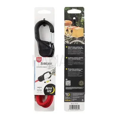 Nite Ize Gumicuk s uzamykací karabinou Slide Lock Carabiner Bungee - 61 cm, Červený