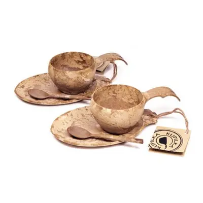 Kupilka Slow Down set - 2x KUKSA - 210 ml + 2x talíř + 2x čajová lžička - Original (BROWN)