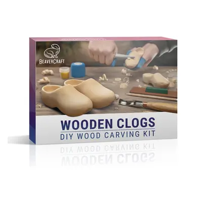 BeaverCraft Dárková vyřezávací sada DIY10 Dřeváky- Wooden Clogs Carving Kit