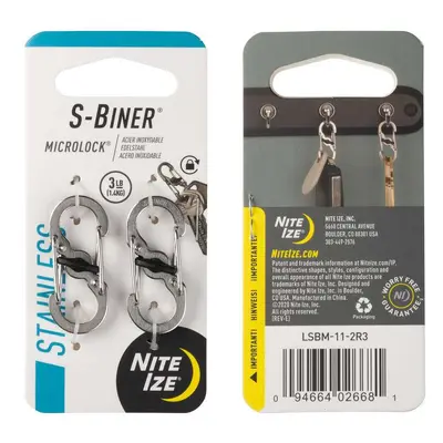 Nite Ize S-Biner Microlock oboustranná nerezová karabina - sada 2 ks - stříbrná