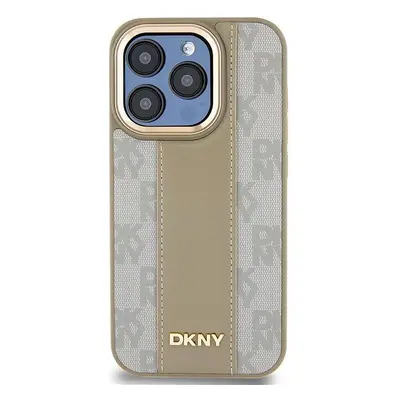 Kryt na mobil DKNY PU Leather Checkered Pattern Magsafe Zadní Kryt pro iPhone 15 Pro Max Beige