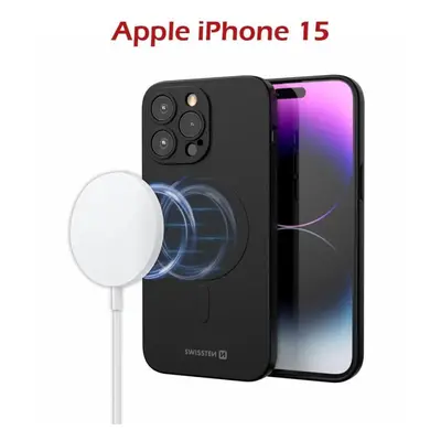 Kryt na mobil Swissten Soft Joy MagStick pouzdro iPhone 15 černé