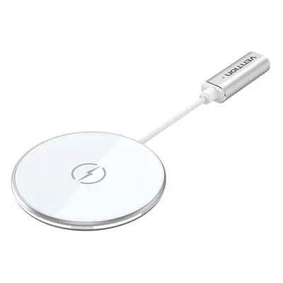 Bezdrátová nabíječka Vention Magnetic Wireless Charger 15W Ultra Thin 0.05m White + USB-C Cable 