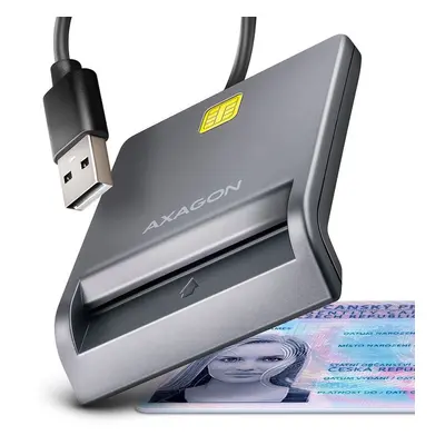 Čtečka eObčanek AXAGON CRE-SM3T Smart card / ID card FlatReader, USB-A cable 1.3 m