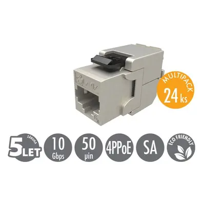 10G samořezný keystone Solarix CAT6A STP RJ45 SXKJ-10G-STP-BK-SA Connecting Hardware a 4PPoE cer