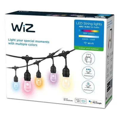 WiZ 8719514554450 světelný řetěz 12W | 2200-6500K | IP65 | RGB - černá