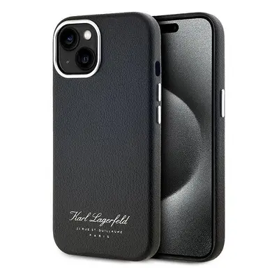 Kryt na mobil Karl Lagerfeld Grained PU Hotel RSG Zadní Kryt pro iPhone 15 Black