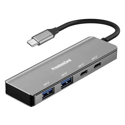 USB Hub PremiumCord 5G SuperSpeed Hub USB-C na 2x USB 3.2 C +2x USB 3.2 A, Aluminum