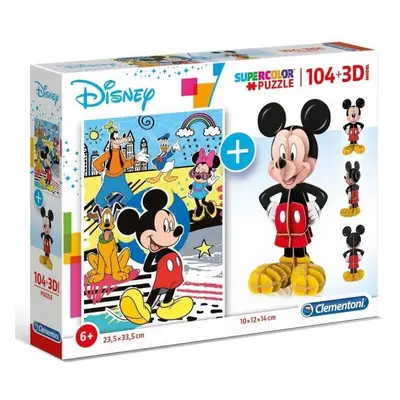 Puzzle Clementoni Puzzle Mickey Mouse 104 dílků a 3D puzzle Mickey