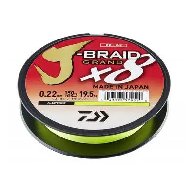 Daiwa Šňůra J-Braid Grand X8 Chartreuse 135m 0,18mm 12,5kg