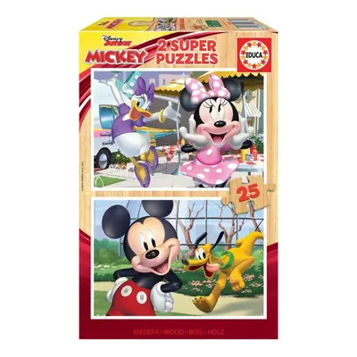 Puzzle Educa Dřevěné puzzle Mickey a přátelé 2x25 dílků