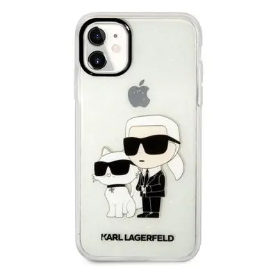 Kryt na mobil Karl Lagerfeld IML Glitter Karl and Choupette NFT Zadní Kryt pro iPhone 11 Transpa