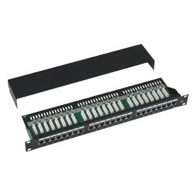 Patch panel Datacom 24x RJ45, přímý, CAT5E, STP, černý, 1U