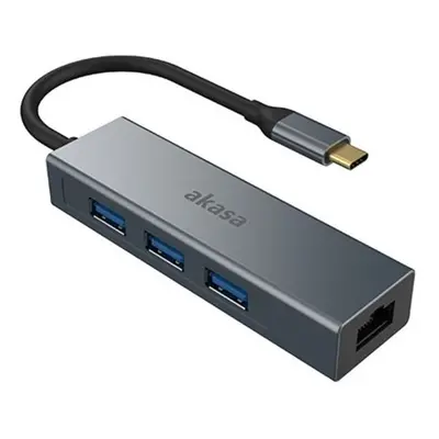 USB Hub AKASA USB Type-C 4-in-1 Hub - 3 x USB3.0 Type A s Ethernetem / AK-CBCA20-18BK