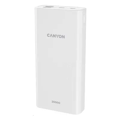 CANYON powerbanka PB-2001, 20000mAh Li-poly, Input 5V/2A microUSB + USB C, Output 5V/2.1A USB-A,