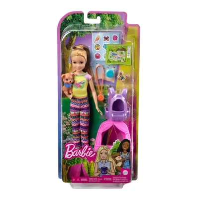 Mattel Barbie Kempující sestra Stacie se štěňátkem a příslušenstvím