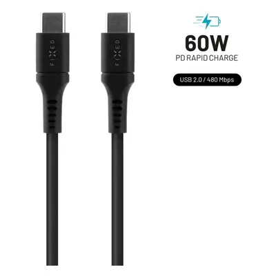 Datový kabel FIXED Cable USB-C/USB-C a podporou PD 2m USB 2.0 60W Liquid silicone černý