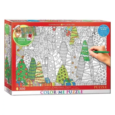 Puzzle Eurographics Color me puzzle Vánoční stromky 300 dílků + sada na zavěšení