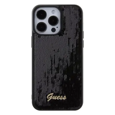 Kryt na mobil Guess Sequin Script Logo Zadní Kryt pro iPhone 15 Pro Max Black