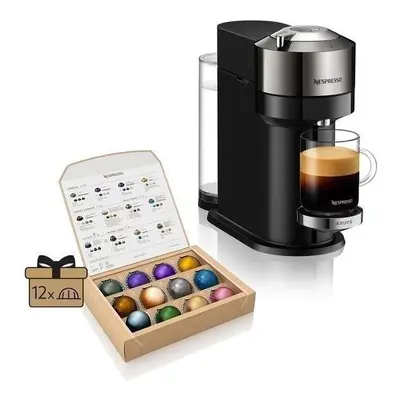 Kávovar na kapsle NESPRESSO KRUPS Vertuo Next Deluxe Dark Chrome XN910C10