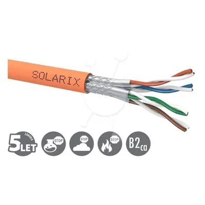 Instalační kabel Solarix CAT7A SSTP LSOHFR B2ca s1 d1 a1 1200 MHz 500m/cívka