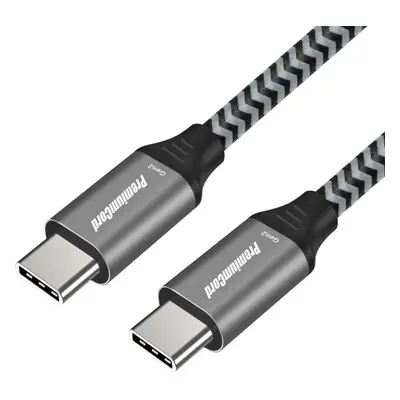 Datový kabel PremiumCord USB-C kabel ( USB 3.2 GEN 2, 3A, 60W, 20Gbit/s ) bavlněný oplet