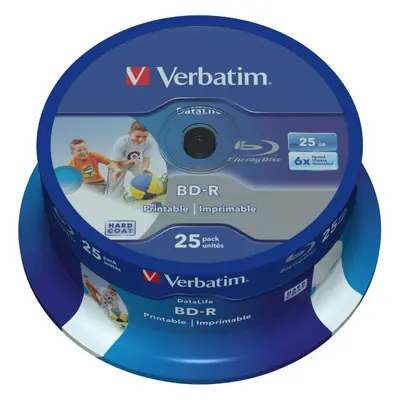 Média VERBATIM BD-R SL DataLife 25GB, 6x, printable, spindle 25 ks