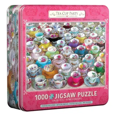 Puzzle Eurographics Puzzle v plechové krabičce Sbírka čajových šálků 1000 dílků