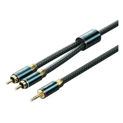 Audio kabel Vention Cotton Braided 3.5mm Male to 2RCA Male Audio Cable 0.5M Green Copper Type