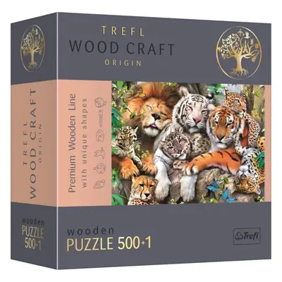 Puzzle Trefl Wood Craft Origin puzzle Divoké kočky v džungli 501 dílků