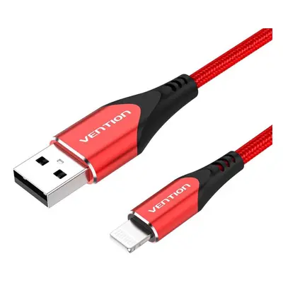 Datový kabel Vention Lightning MFi to USB 2.0 Braided Cable (C89) 1.5M Red Aluminum Alloy Type