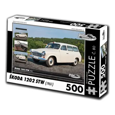 Puzzle Retro-auta Puzzle č. 80 Škoda 1202 STW sanitní vůz (1961) 500 dílků