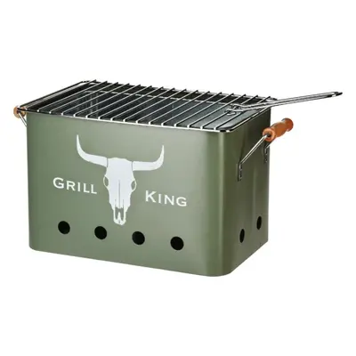 PROGARDEN Přenosný gril na dřevěné uhlí GRILL KING 43 x 20 cm zelená