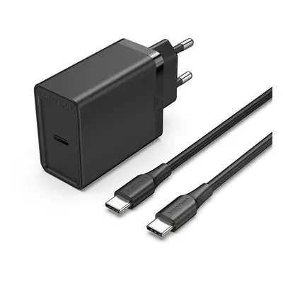 Nabíječka do sítě Vention 1-port 25W USB-C Wall Charger with USB-C Cable Black