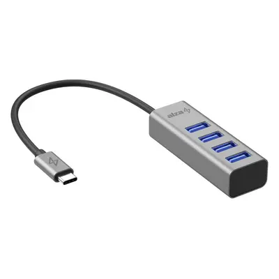 USB Hub AlzaPower AluCore USB-C (M) na 4x USB-A (F) vesmírně šedá