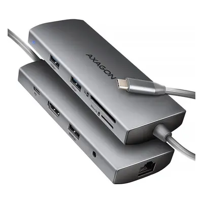 Replikátor portů AXAGON HMC-8HLSA 9-in-1 Hub, USB-C 5Gbps, 3x USB-A, HDMI 4k/60Hz, RJ-45, SD/mSD