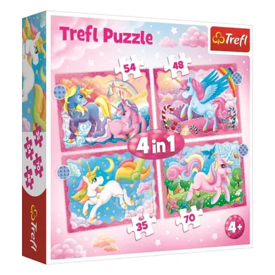 Puzzle Trefl Puzzle Jednorožci a kouzla 4v1 (35,48,54,70 dílků)