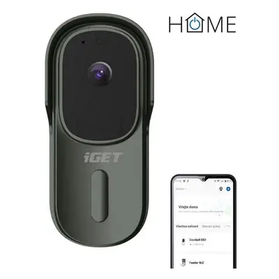 Videozvonek iGET HOME Doorbell DS1 Anthracite - bateriový WiFi video zvonek s FullHD přenosem ob