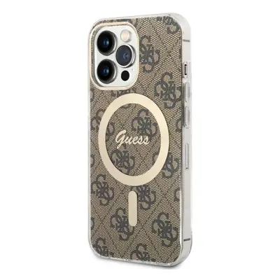 Kryt na mobil Guess 4G IML MagSafe Kompatibilní Zadní Kryt pro iPhone 13 Pro Brown