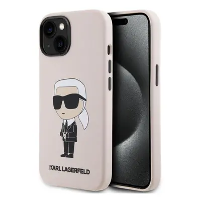 Kryt na mobil Karl Lagerfeld Liquid Silicone Ikonik NFT Zadní Kryt pro iPhone 15 Pink