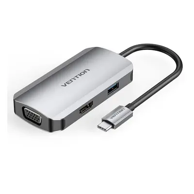 Dokovací stanice Vention 4-in-1 USB-C to HDMI / VGA / USB 3.0 / PD Docking Station 0.15M Gray Al