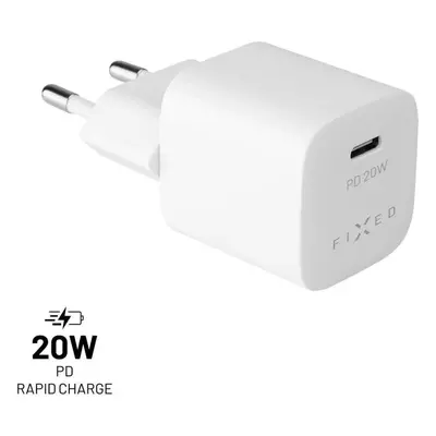 Nabíječka do sítě FIXED PD Rapid Charge Mini s USB-C výstupem a podporou PD 20W bílá