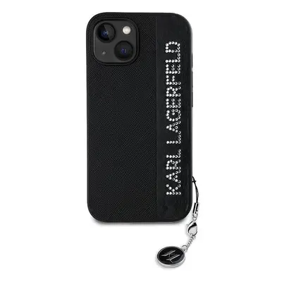 Kryt na mobil Karl Lagerfeld PU Saffiano Rhinestone Charm Zadní Kryt pro iPhone 14 Black