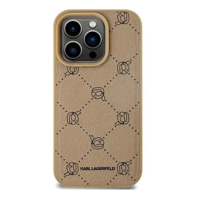 Kryt na mobil Karl Lagerfeld PU Karl Heads Pattern MagSafe Zadní Kryt pro iPhone 15 Pro Beige