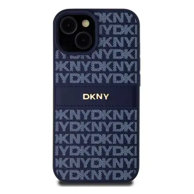 Kryt na mobil DKNY PU Leather Repeat Pattern Tonal Stripe Zadní Kryt pro iPhone 15 Blue