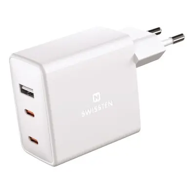 Nabíječka do sítě Swissten síťový adaptér GaN 2x USB-C + 1x USB 70W