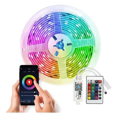 LED pásek Solight Wifi Smart LED světelný pás, RGB, 5m, sada s adaptérem a dálkovým ovladačem