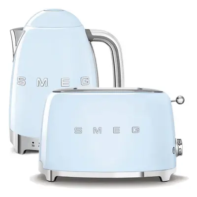 Set SMEG 50's Retro Style Konvice 1,7l LED pastelově modrá + topinkovač 2x2 pastelově modrý 950W